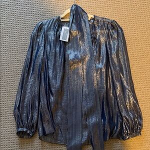 INTERMIX Metallic Blue Blouse